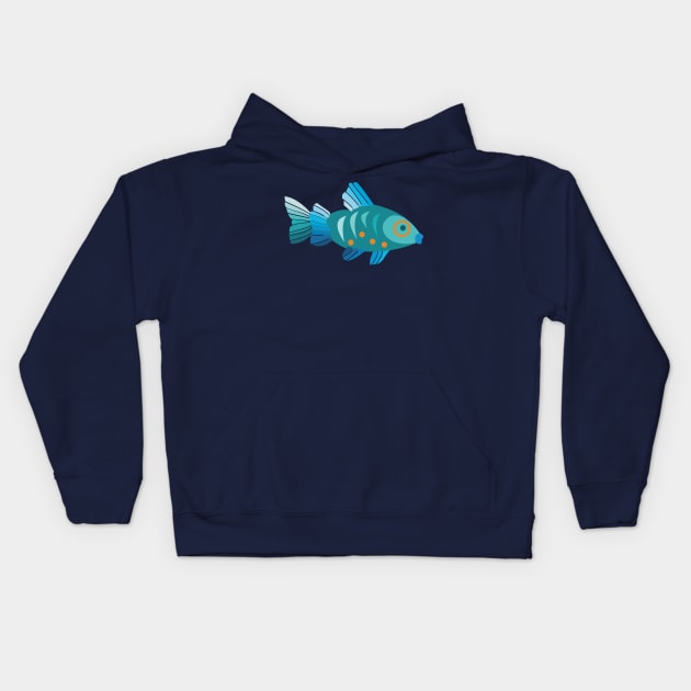 Blue Fish Kids Hoodie by evisionarts